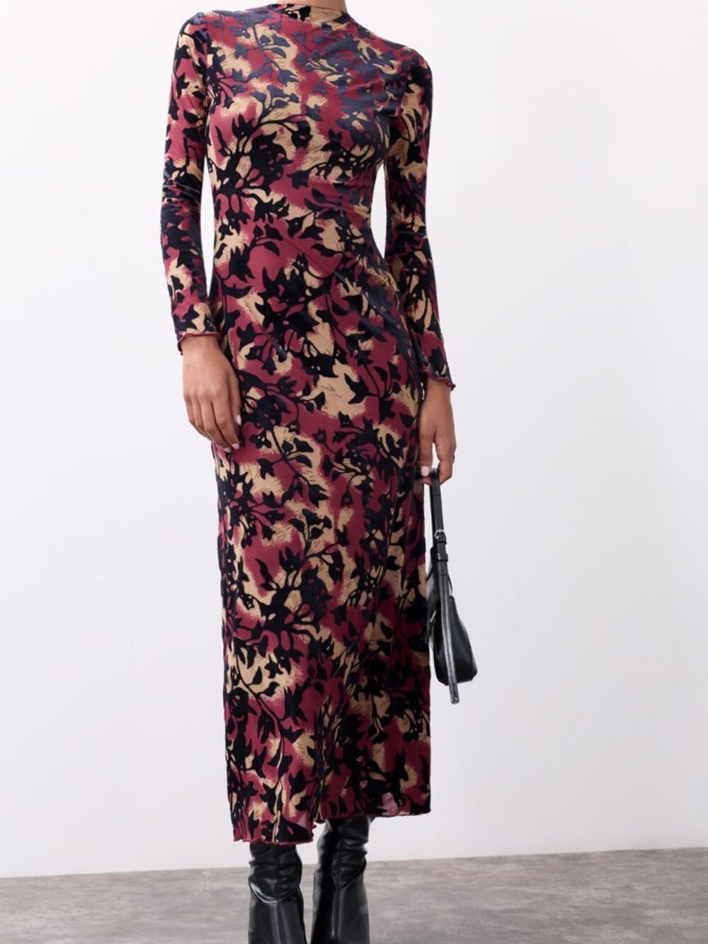 Burgundy Elegant Women's Cut Out Knot Keyhole High Waisted Long Maxi Dress